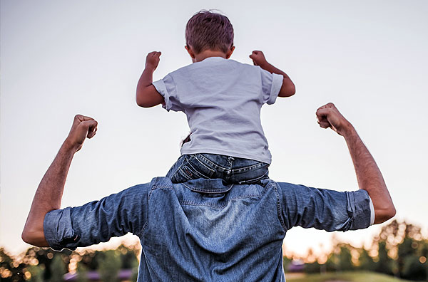 Kind und Vater mutig Kind und Vater mutig